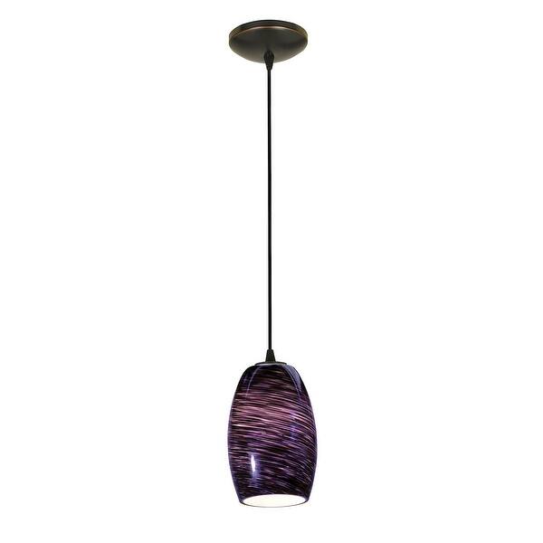 slide 2 of 2, Access Lighting Chianti Bronze Integrated LED Cord Pendant, Purple Swirl Shade