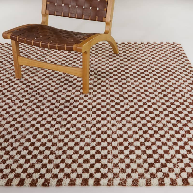 Mann Checkered Area Rug - 7'10" x 10' - Rust