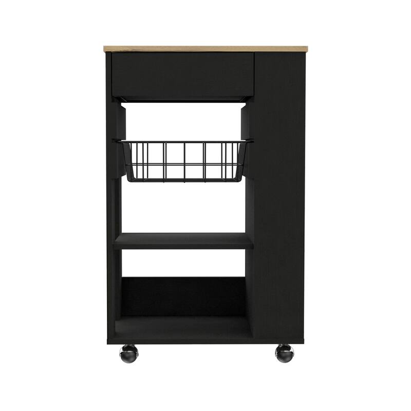 Prospect 5-Shelf 1-Drawer Kitchen Cart White and Light Oak