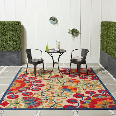 Nourison Aloha Modern Multicolor Floral Botanical Area Rug