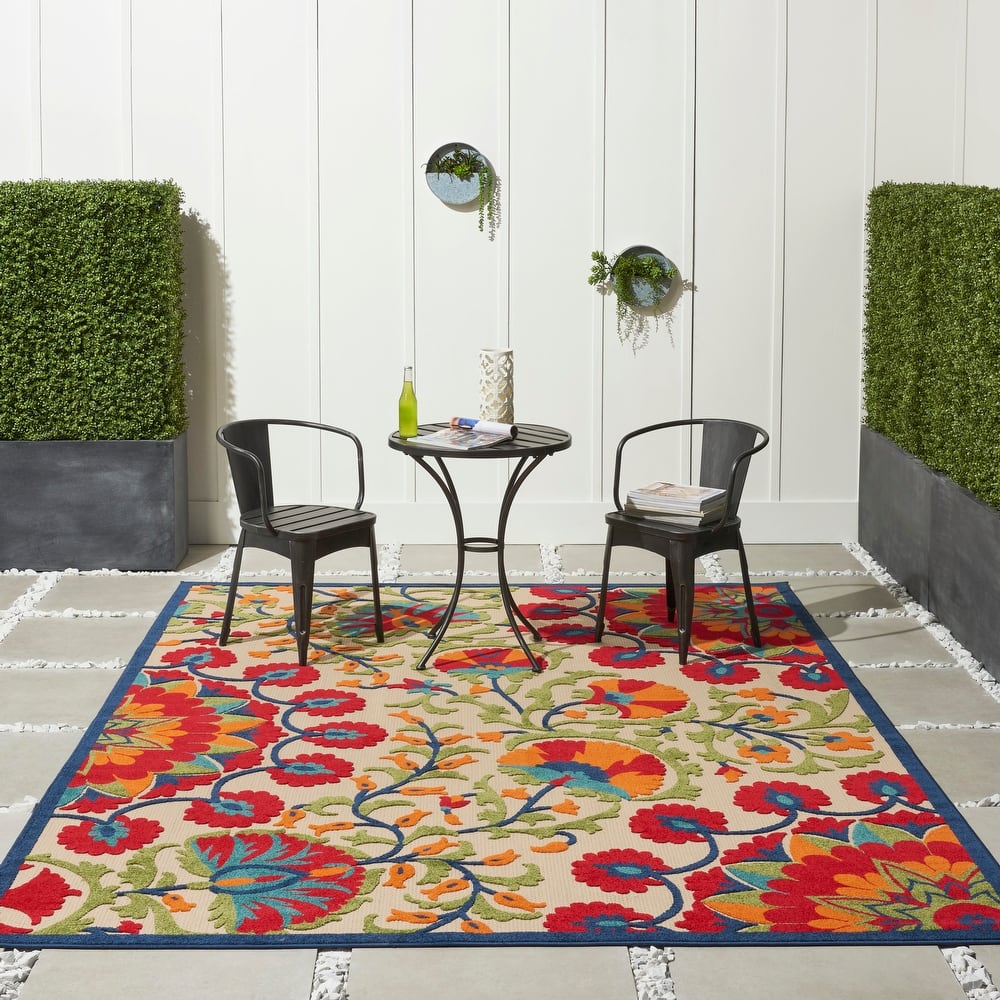 Nourison Aloha Modern Multicolor Floral Botanical Area Rug