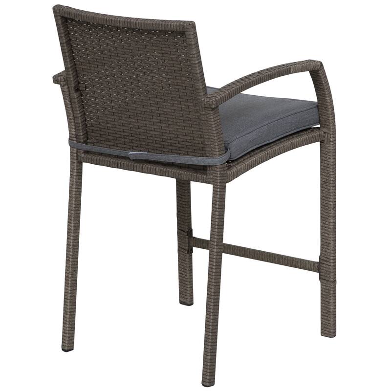 Outsunny 3-piece Outdoor PE Rattan Patio Bar Table Conversation Set