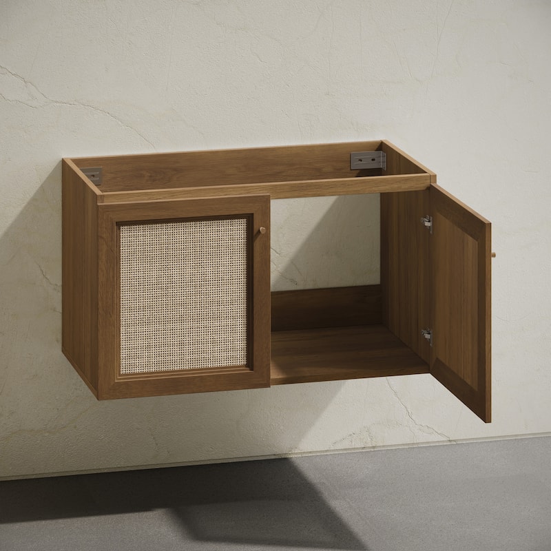 Classe 36" Wall-Mounted Bathroom Vanity In Brown Oak Without Sink Top - 36