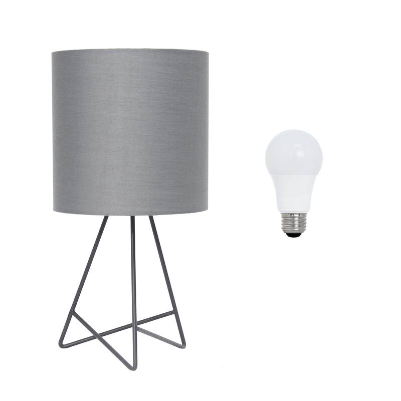 Simple Designs 14" Down to the Wire Table Lamp with LED Bulb Included - 14.00 - Gray/Gray Shade