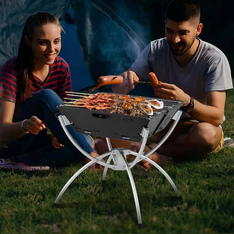 Costway 3-in-1 Portable Charcoal Grill Folding Camping Fire Pit with - See Details