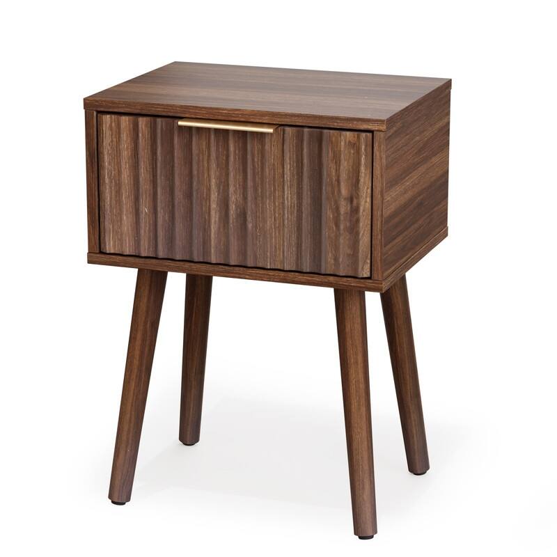 15.7"W Nightstand, Particleboard & MDF, Melamine & Vacuum Forming, 1 Drawer, High Leg (2 Pcs)