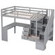 preview thumbnail 10 of 31, Twin Size Loft Bed with L-Shaped Desk, Storage Drawers, Cabinet, and Staircase, Space-Saving Design, Grey