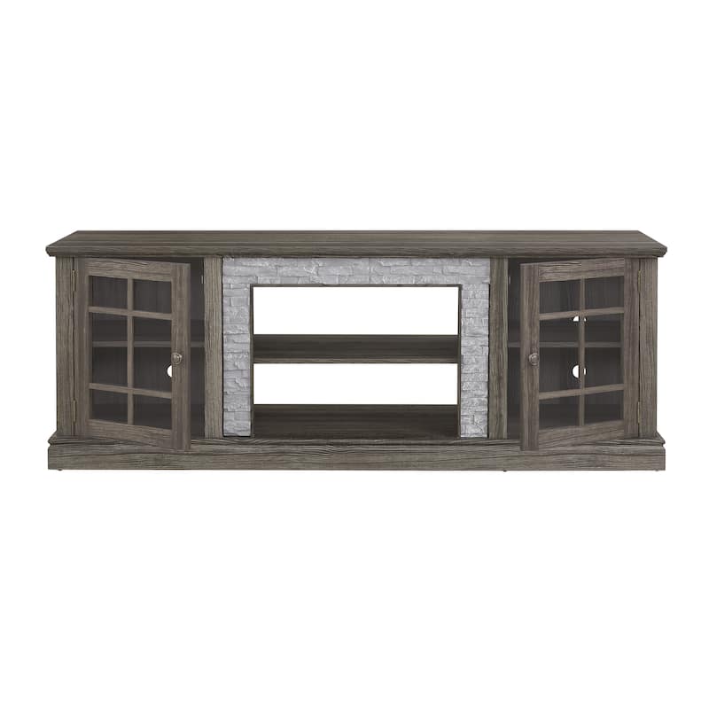 70" Modern TV Stand with 2-Door Storage, Faux Stone Media Console Cabinet, Large Entertainment Center for Living Room