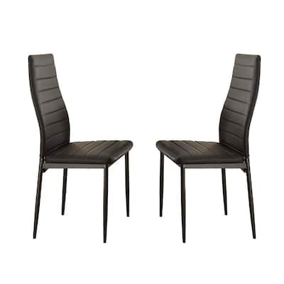 Bi-Cast Vinyl Side Chairs With Curvy Backs, Set of 2, Black - 39 H x 20 W x 16.75 L Inches