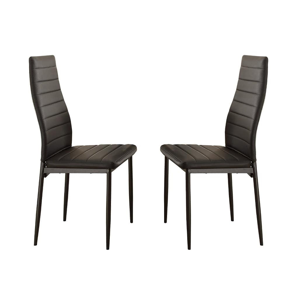 Bi-Cast Vinyl Side Chairs With Curvy Backs, Set of 2, Black - 39 H x 20 W x 16.75 L Inches