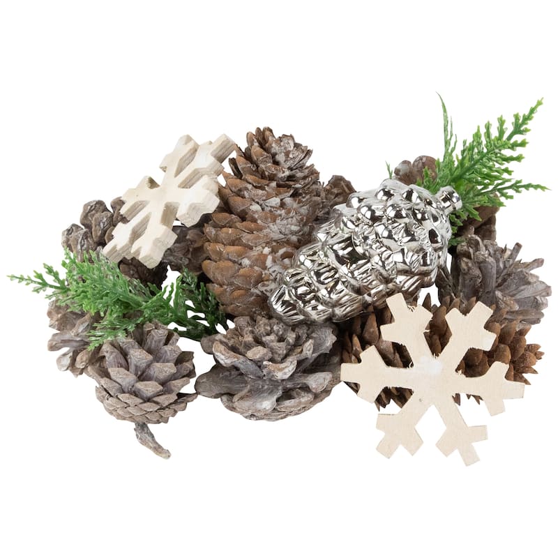 Pinecones and Snowflakes Christmas Decorations - 6"