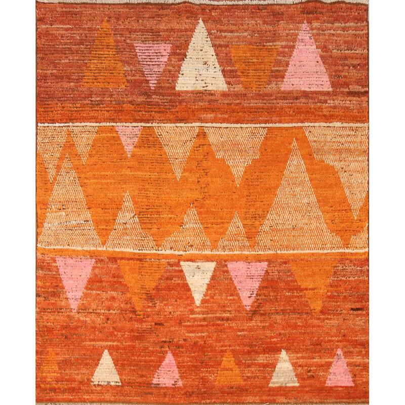 Geometric Moroccan Oriental Rug Hand-Knotted Tribal Wool Carpet - 5'4" x 5'11"