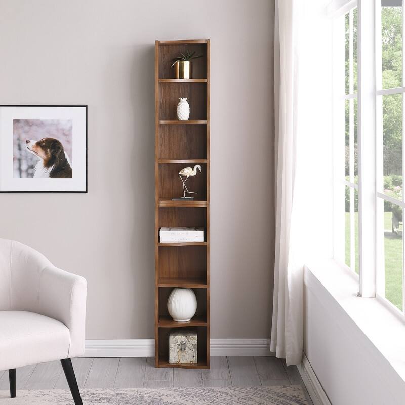 Wavy Border 8-Tier Adjustle Shelf - Modular Ultra-Thin Bookcase for Home Office & Display