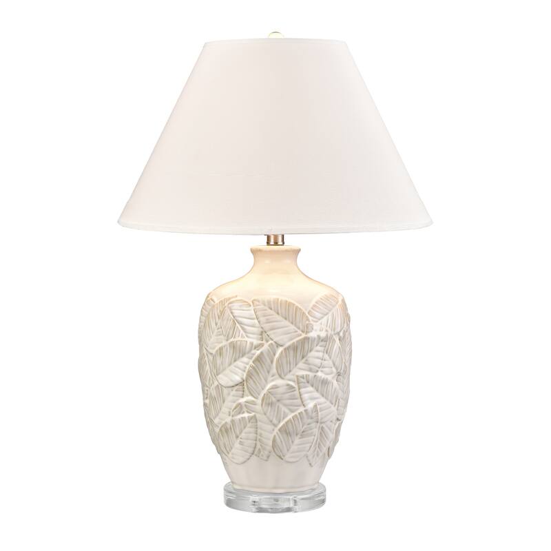 Elk Home Goodell White Glazed With White Linen Empire Shade Table Lamp