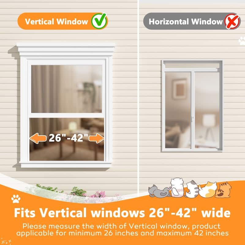 VEIKOUS Cat Window Perch & Catio Outdoor Enclosure, Adjustable Cat Window Box with Plexiglass