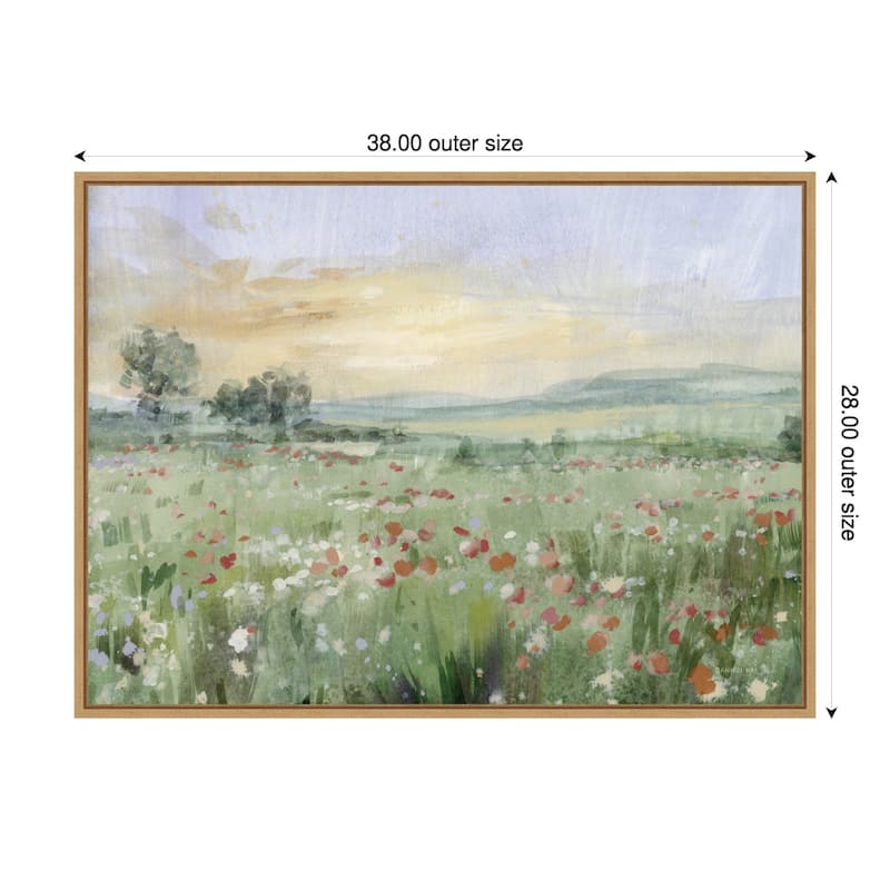 First Light on the Meadow by Danhui Nai Framed Canvas Wall Art Print - 38 x 28 in