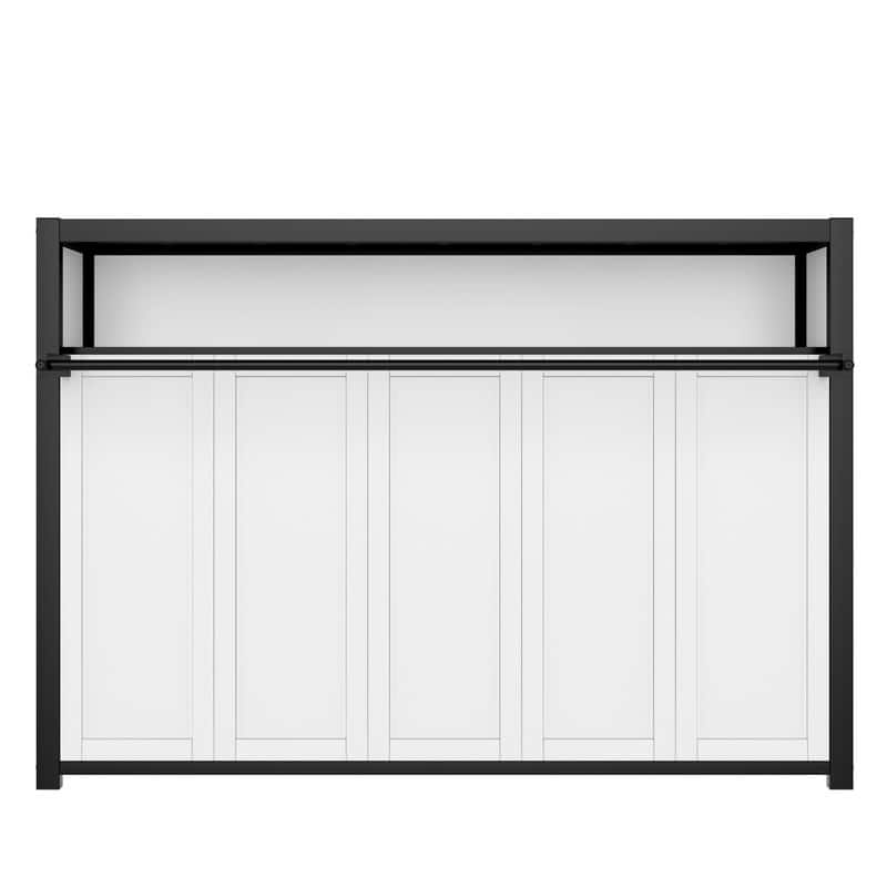 Twin Size Murphy Bed with 2-Tier Storage Shelves, Folding Metal Wall Bed Frame with Clothes Hanging Rod