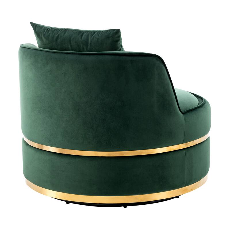 Swivel Accent Chair, Indoor Armchair with Pillow, Modern Velvet Upholstered Barrel Chair with Backrest for Living Room