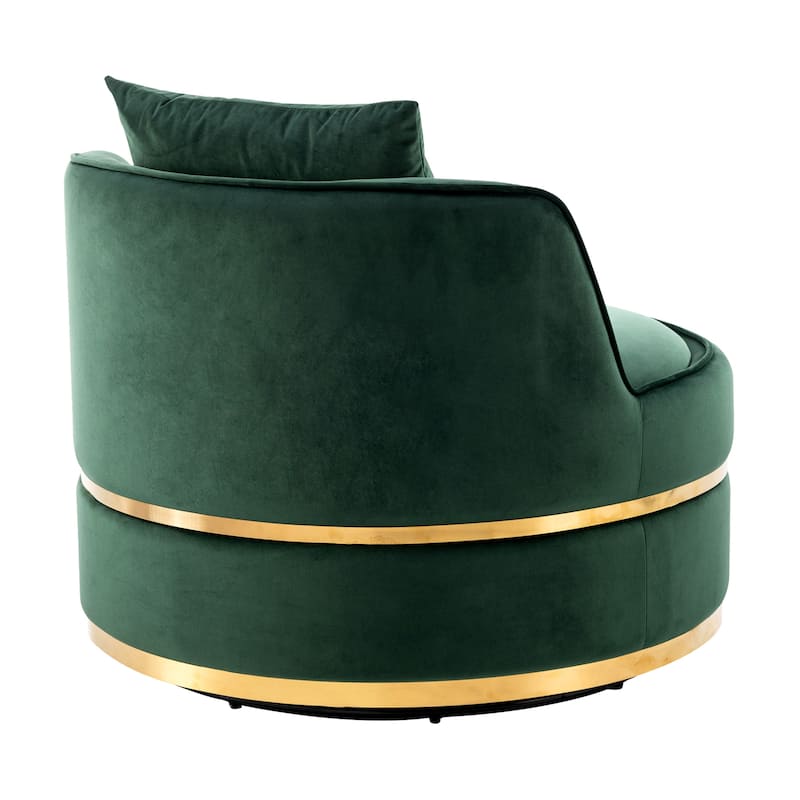 Velvet 360° Swivel Accent Chair with Seat Cushion, Upholstered Barrel Chair with Stainless Steel Base Living Room Chair