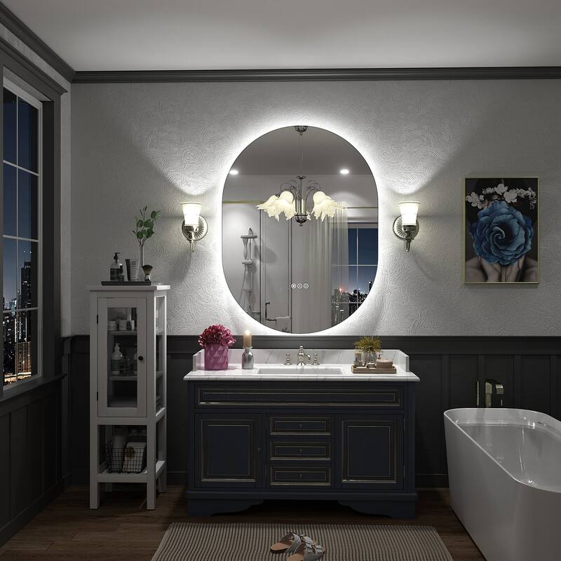 UL Certified Oval LED Lighted Anti-fog Wall Bathroom Vanity Mirror