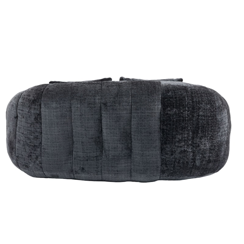 Black 59.05" Chenille High Back Loveseat Chaise Lounge Chair