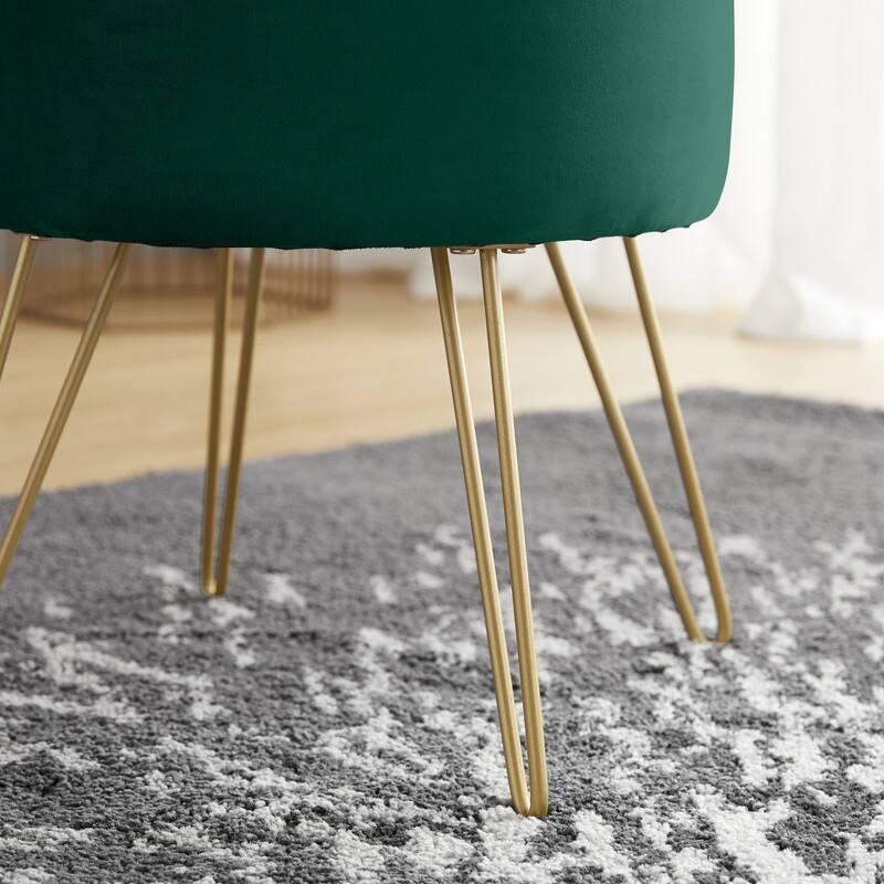 Round Velvet Storage Ottoman with Tray Top Table