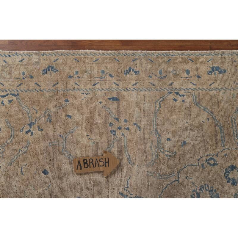 Distressed Mahal Persian Vintage Runner Rug Handmade Wool Carpet - 3'10" x 10'3"