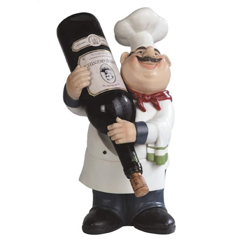 Q-Max 14"H Chef Wine Rack Bottle Holder Dining Room Accessory Decoration