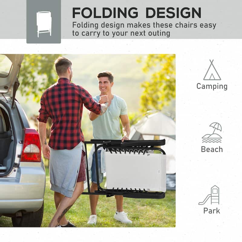 Set of 2 Patio Folding Chairs, Outdoor Portable Lawn Chairs with Armrests for Camping, Garden, Pool, Beach, Backyard