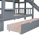 preview thumbnail 19 of 55, Twin over Twin Castle Bunk Bed with Drawers, Shelves and Slide, Gray