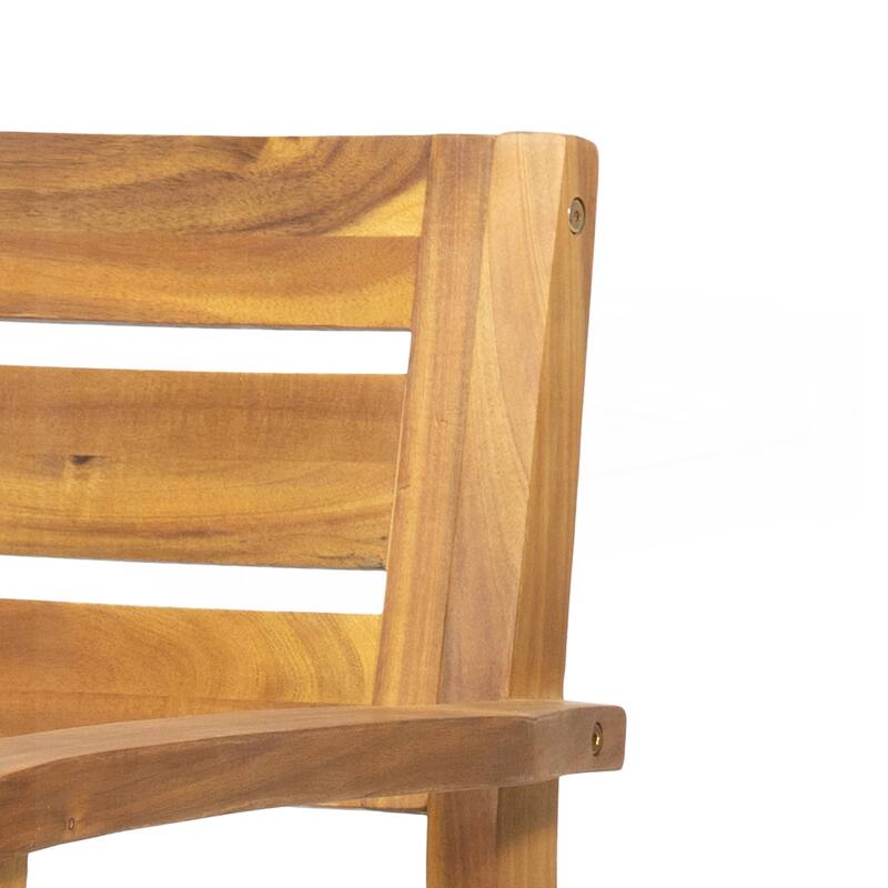 Acacia Wood Patio Dining Chairs Set of 2