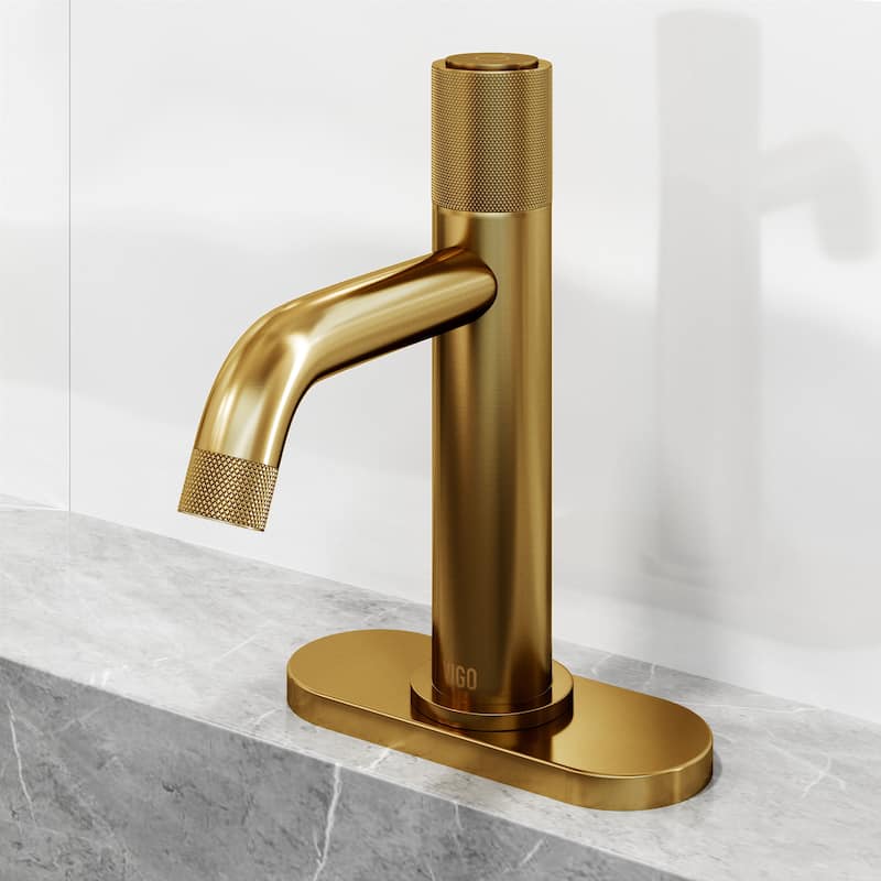 VIGO Apollo 8" H Button Operated Single Hole Bathroom Faucet