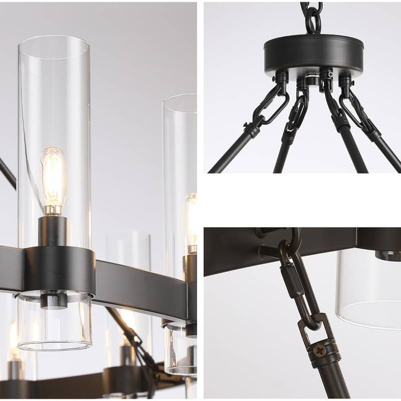 KAYLA 60" 20-Light Black Chandelier - 60in