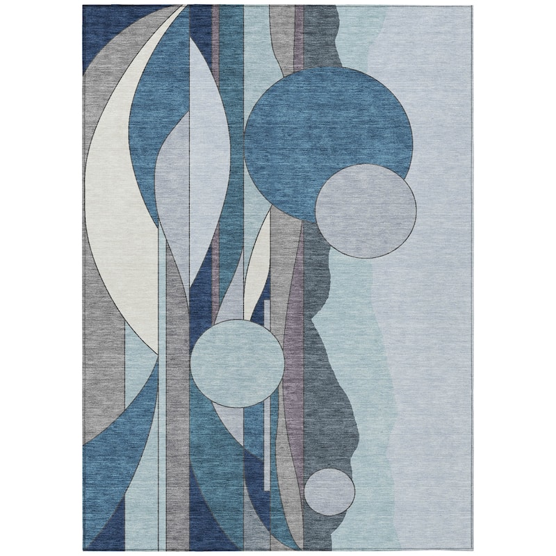 Machine Washable Indoor/ Outdoor Contemporary Retro Chantille Rug