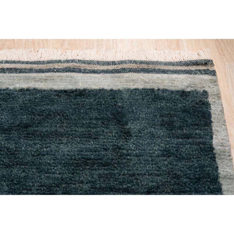 Hand-Knotted Wool Green/Turquoise Moroccan Contemporary Berber Moroccan Rug, Vibrant and Stylish Area Rug for Enhancing