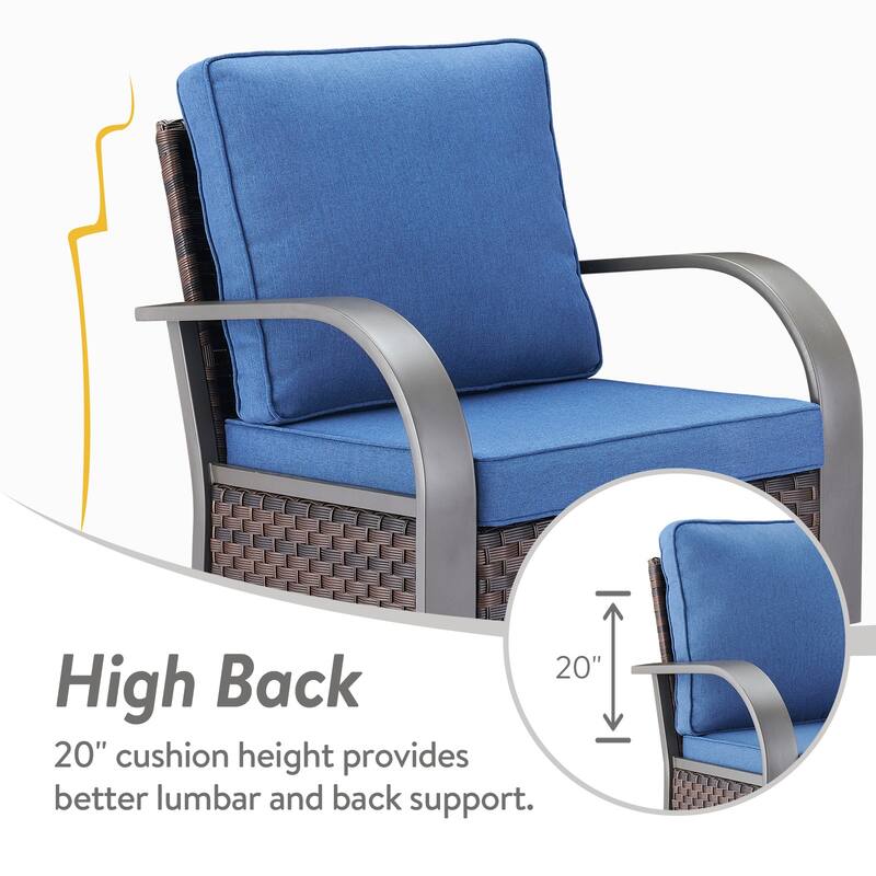 Gymojoy Industrial Style Outdoor Wicker Swivel Glider Chairs Set of 2