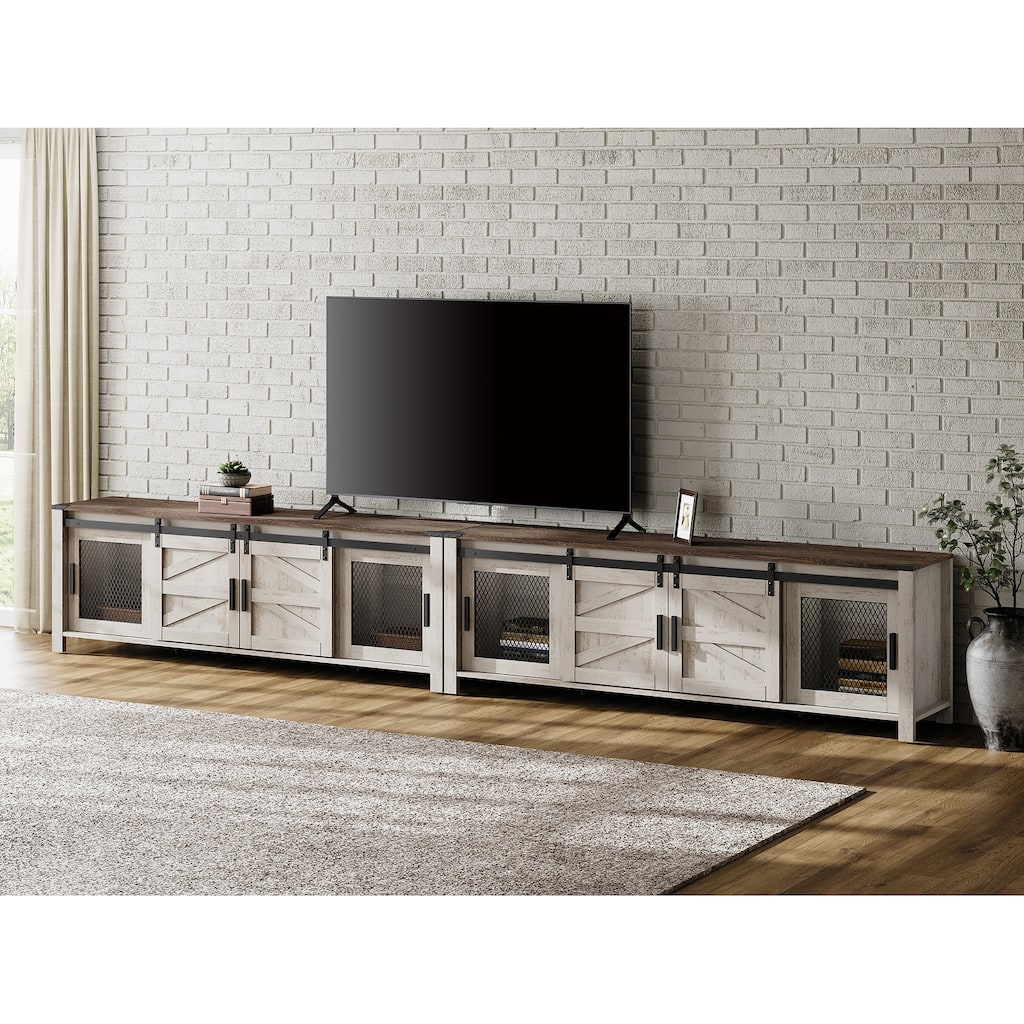 WAMPAT 2-in-1 Farmhouse TV Stands for up to 110 Inch TV