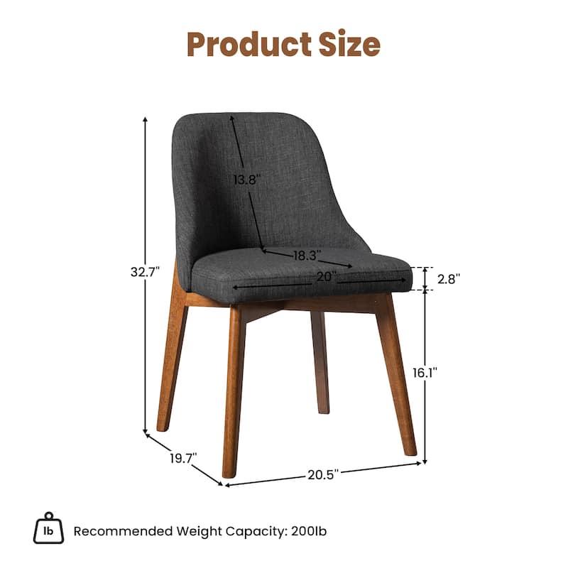 Upholstered Side Chair Dining Chairs Kitchen Chairs with Wood Legs Set of 2