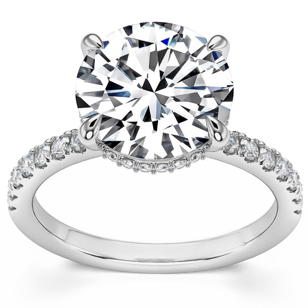 Bliss Diamond H/VS 3.70Ct Diamond Engagement Ring Side Halo in 14k White Yellow or Rose Gold