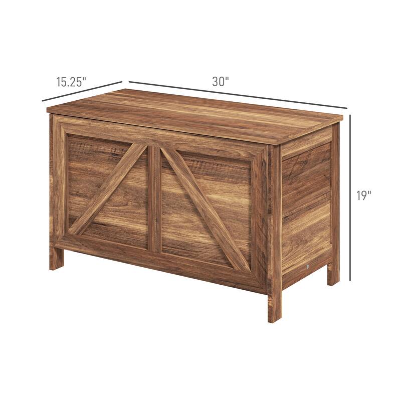 HOMCOM 30" Farmhouse Storage Chest, Lift Top Box Organizer with Safety Hinge to Open Up 100° for Bedroom, Entryway, Living Room