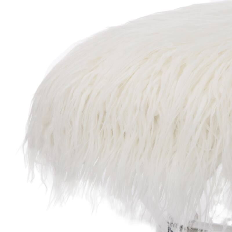 Glitzhome Modern Faux Fur Acrylic Accent Bench Ottoman