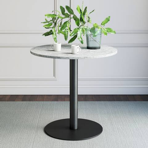 Nathan James Lucy White Faux Marble Table Top Black Base Dining Table