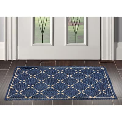 Hand Made Blue Handspun Jute Modern & Contemporary Oriental Area Rug - 2' x 3'
