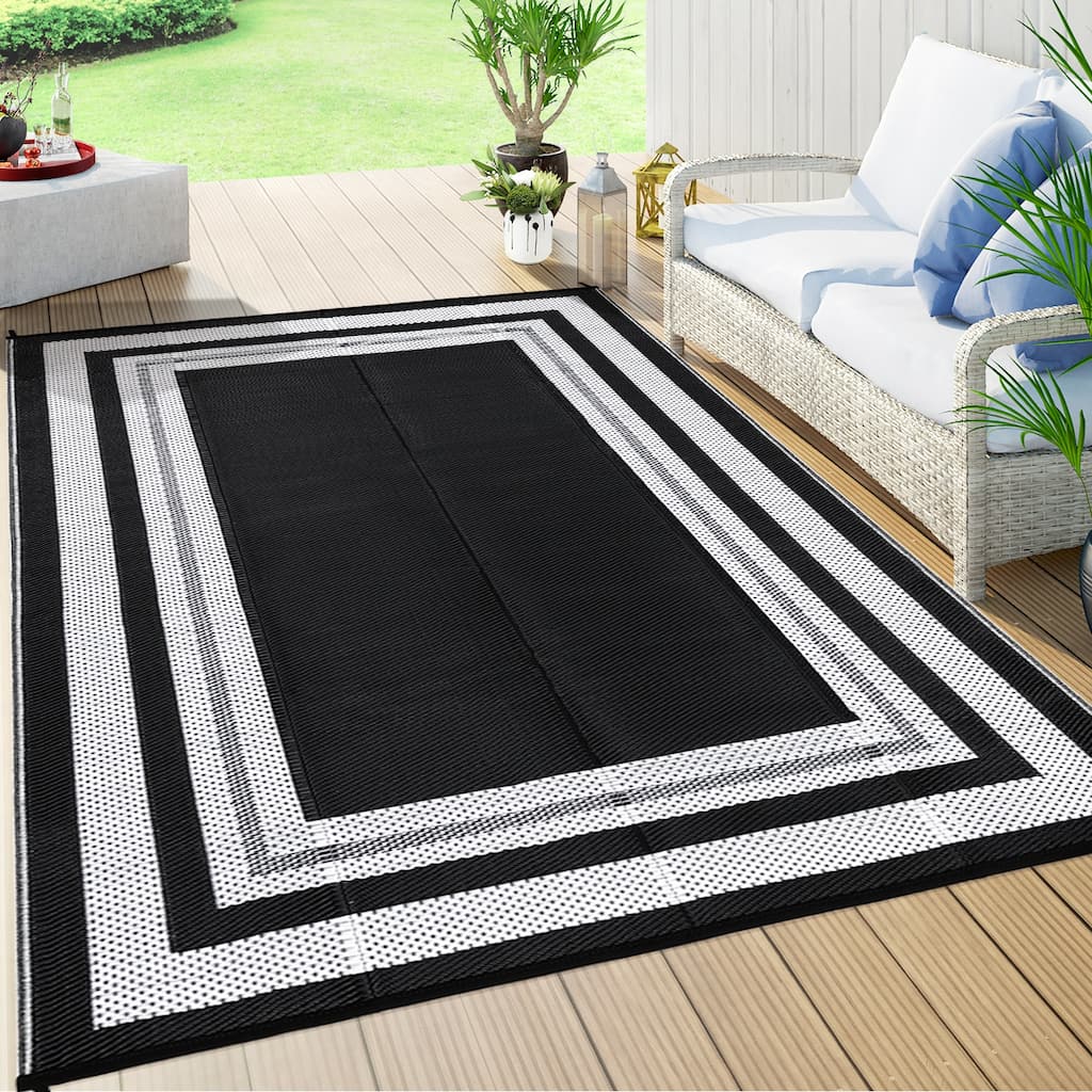 Outdoor Plastic Straw Rug Waterproof Outdoor Rug Reversible Plastic Camping Rugs for Patio Porch Deck Backyard