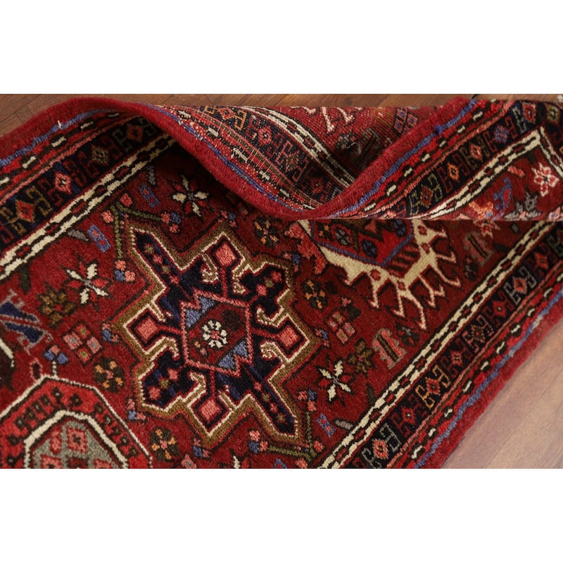 Tribal Geometric Gharajeh Persian Runner Rug Hand-Knotted Wool Carpet - 2'0" x 9'3"