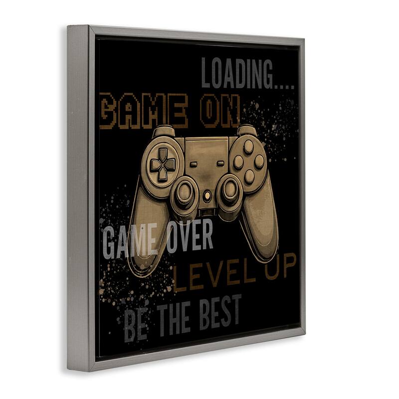 Stupell Gamer Controls Phrases Framed Floater Canvas Wall Art Design By Kim Allen