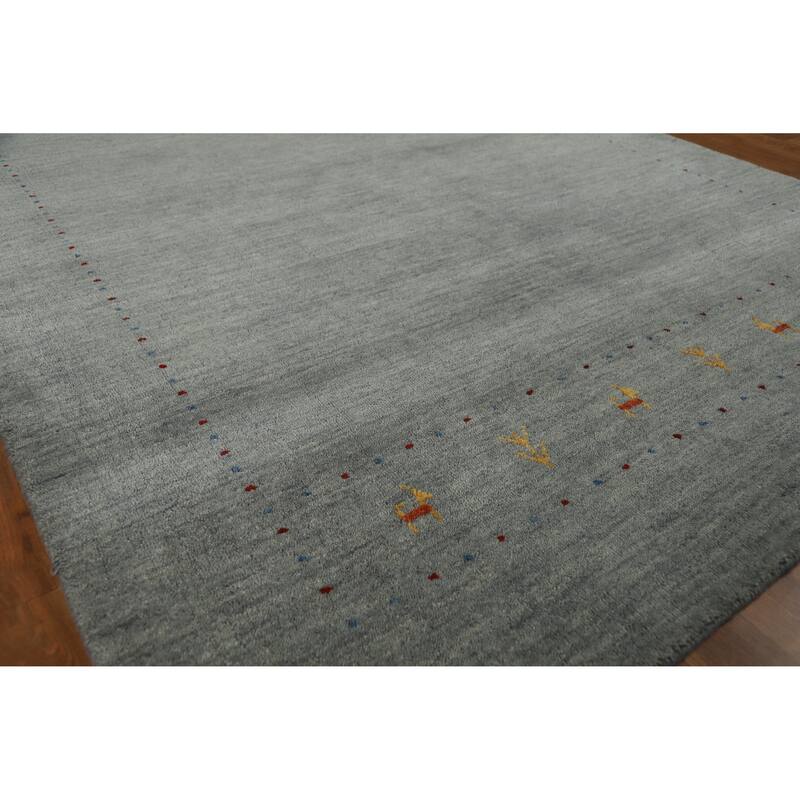 Gray Tribal Gabbeh Indian Area Rug Handmade Wool Carpet - 5'5" x 7'9" - 5'5" x 7'9" - Grey