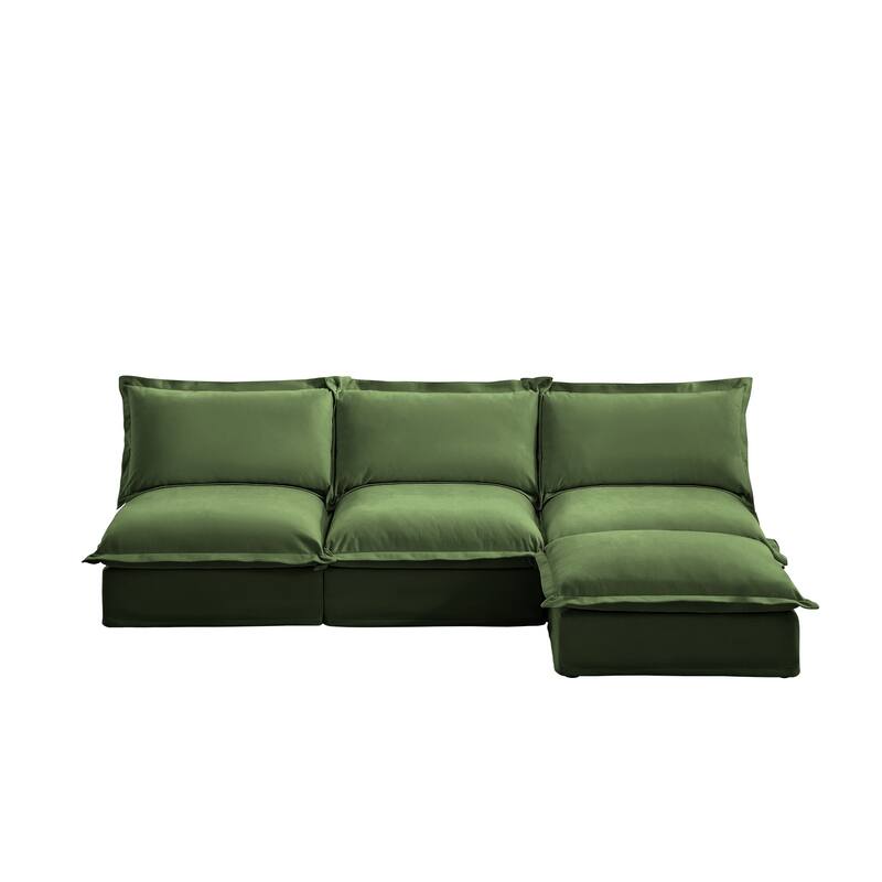 109.8" Chenille Modular Sectional with Reversible Ottoman and 3-Seater Armless Design & Free Combination