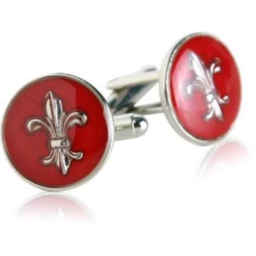 Red Fleur De Lis French Cufflinks