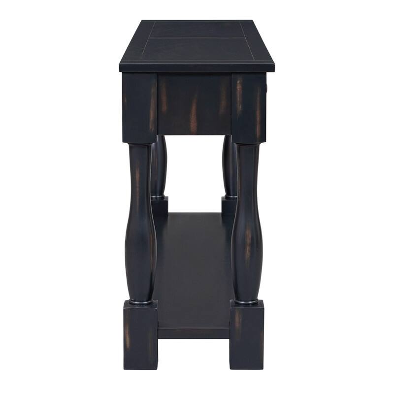 63"Long Console Table with 3 Drawers and Shelf for Entryway and Living Room in Mediterranean Design